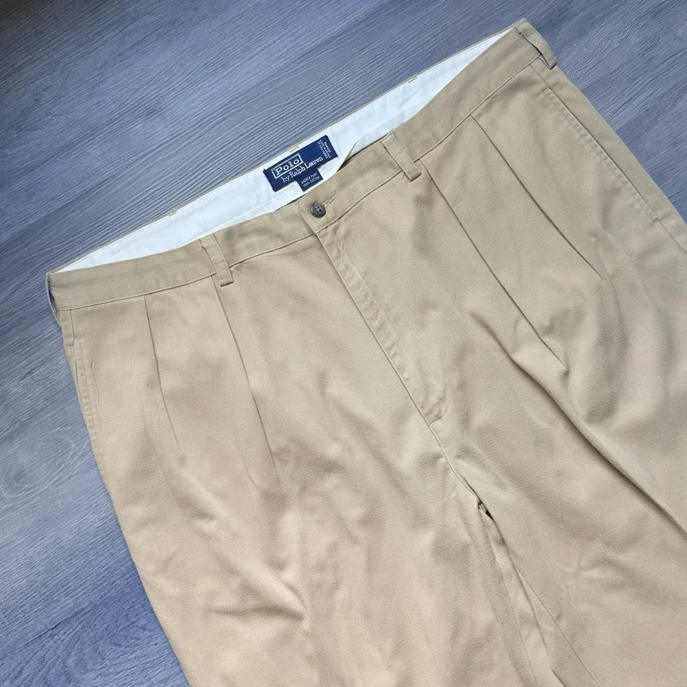 Vintage 90s Polo Ralph Lauren Mens Andrew Pant Mens 42x30 Chino Double Pleated